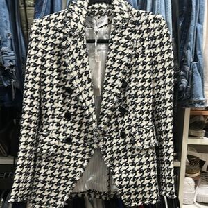 Veronica beard miller Dickey Black and White Houndstooth Jacket 0